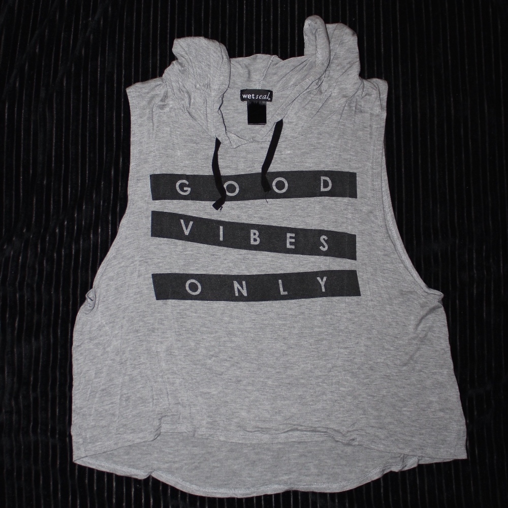 Good Vibes Only Crop Tank with Hood